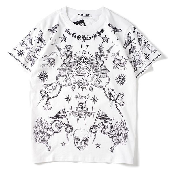 2021 arrival of cotton impression shirt tshirt homme hip hop body spray right skull star short neck txzn, White;black
2021 arrival of cotton impression shirt tshirt homme hip hop body spray right skull star short neck txzn, White;black