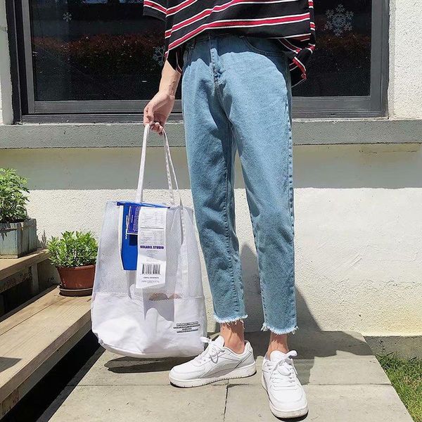 summer jeans men's slim fashion washed solid color casual straight jean pants men streetwear wild hip hop denim trousers mens, Blue
summer jeans men's slim fashion washed solid color casual straight jean pants men streetwear wild hip hop denim trousers mens, Blue