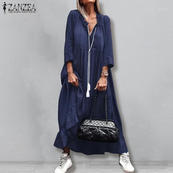 stylish demin blue ruffle dress women's autumn sundress casual long sleeve maxi vestidos female solid robe oversized dresses, Black;gray
stylish demin blue ruffle dress women's autumn sundress casual long sleeve maxi vestidos female solid robe oversized dresses, Black;gray
