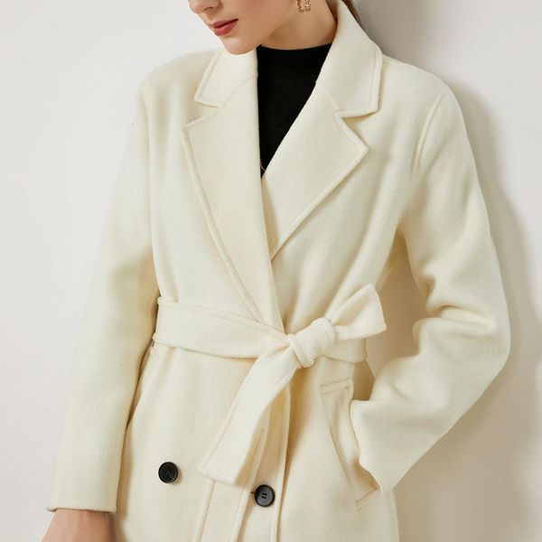 women's wool & blends fashion double-faced coat slim long cashmere coats with belt ladies outwear autumn white abrigos mujer inviern 20, Black
women's wool & blends fashion double-faced coat slim long cashmere coats with belt ladies outwear autumn white abrigos mujer inviern 20, Black