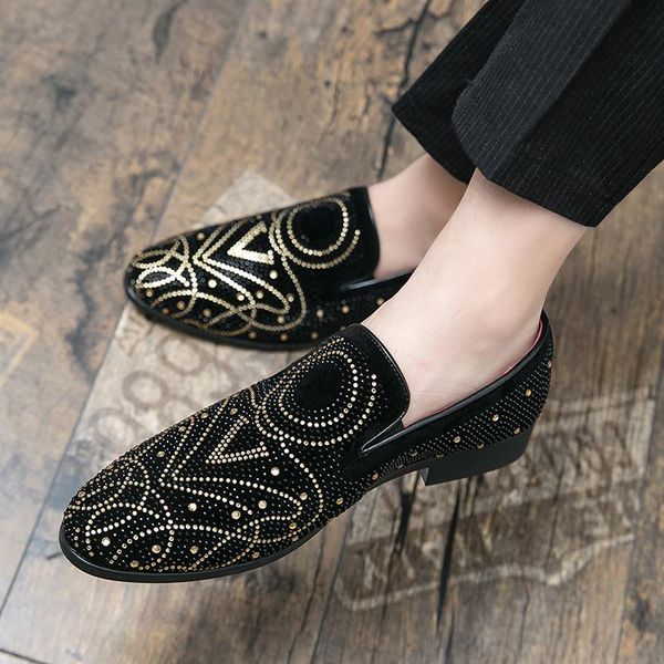 dress shoes elegant men trendy rhinestone loafers pointed toe wedding party slip on oxfords plus size 38-47, Black
dress shoes elegant men trendy rhinestone loafers pointed toe wedding party slip on oxfords plus size 38-47, Black