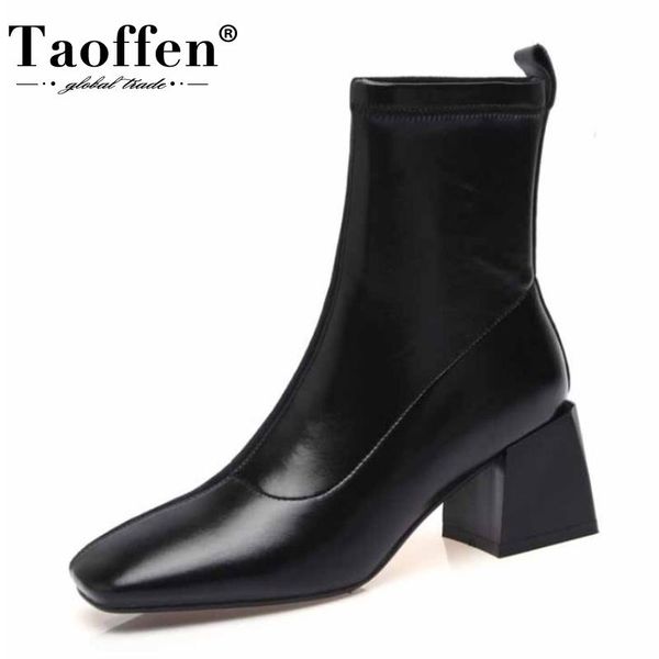 boots taoffen women shoes real leather ankle square toe thick heel slip on sock ladies footwear party size 34-40, Black
boots taoffen women shoes real leather ankle square toe thick heel slip on sock ladies footwear party size 34-40, Black