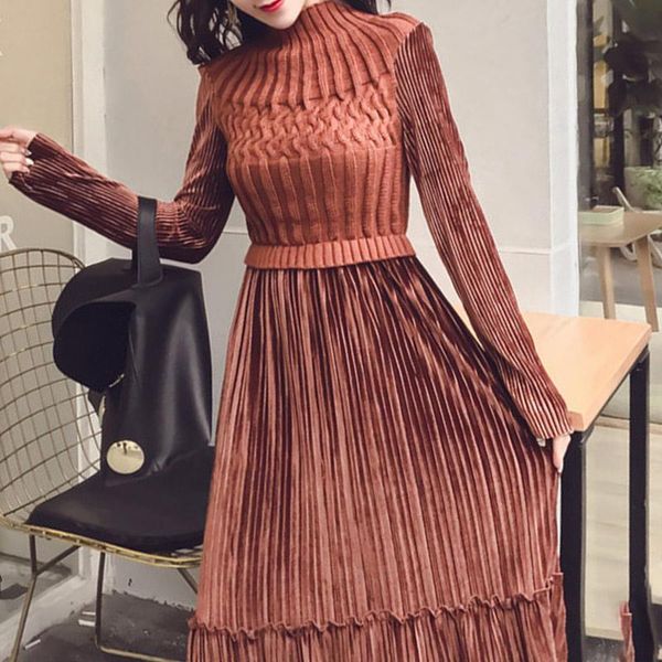 casual dresses knitted o-neck fake two pieces women's dress sweater patchwork pleated skirt ruffles stripe elegant office lady street, Black;gray
casual dresses knitted o-neck fake two pieces women's dress sweater patchwork pleated skirt ruffles stripe elegant office lady street, Black;gray
