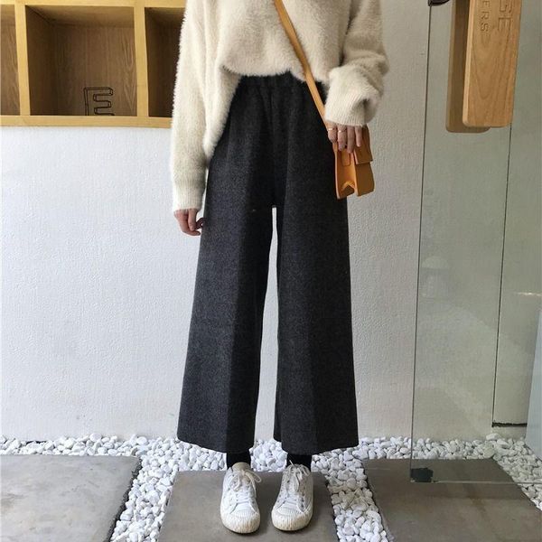 women's pants & capris woman autumn winter high waist woolen wide-leg pant loose korean fashion all-match elastic warm women clothes, Black;white
women's pants & capris woman autumn winter high waist woolen wide-leg pant loose korean fashion all-match elastic warm women clothes, Black;white