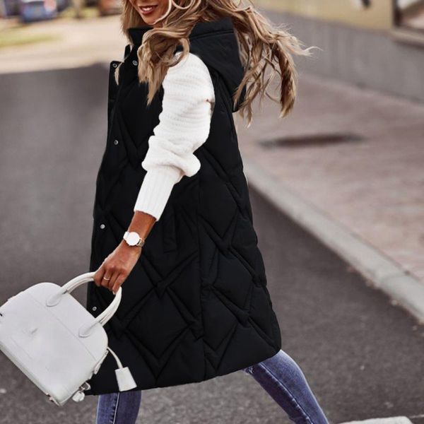 women's vests long winter coat vest with hood sleeveless warm down pockets quilted jacket outdoor, Black;white
women's vests long winter coat vest with hood sleeveless warm down pockets quilted jacket outdoor, Black;white