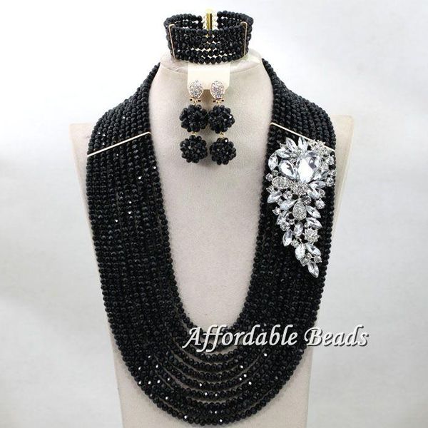 earrings & necklace luxury black beads with flower women nigerian jewelry set statement bracelets sets hx017, Silver
earrings & necklace luxury black beads with flower women nigerian jewelry set statement bracelets sets hx017, Silver