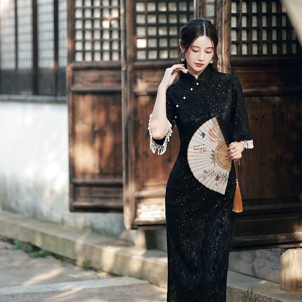 ethnic clothing women lace long cheongsam party banquet tassel qipao chinese dresses oriental style evening dress vestido chino mujer, Red
ethnic clothing women lace long cheongsam party banquet tassel qipao chinese dresses oriental style evening dress vestido chino mujer, Red