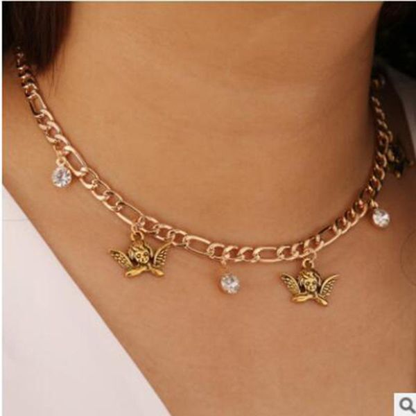 pendant necklaces necklace 2021 angel tassel choker for women retro water drill jewelry wholesale collares, Silver
pendant necklaces necklace 2021 angel tassel choker for women retro water drill jewelry wholesale collares, Silver