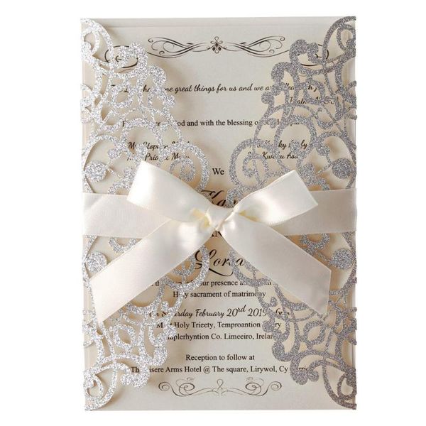 greeting cards 100pcs glitter laser cut wedding invitations with bowknot for engagement bridal shower birthday cards,customizable
greeting cards 100pcs glitter laser cut wedding invitations with bowknot for engagement bridal shower birthday cards,customizable