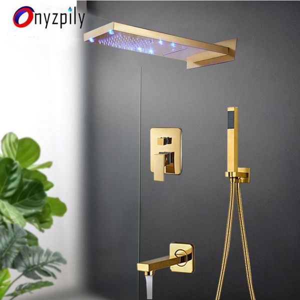 onyzpily golden led bathroom shower faucet rain waterfall showerhead 4-ways stainless steel wall mounted bathroom shower
onyzpily golden led bathroom shower faucet rain waterfall showerhead 4-ways stainless steel wall mounted bathroom shower