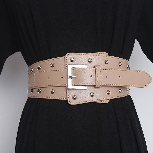 belts women's runway fashion rivet pu leather cummerbunds female dress corsets waistband decoration wide belt tb1297, Black;brown
belts women's runway fashion rivet pu leather cummerbunds female dress corsets waistband decoration wide belt tb1297, Black;brown