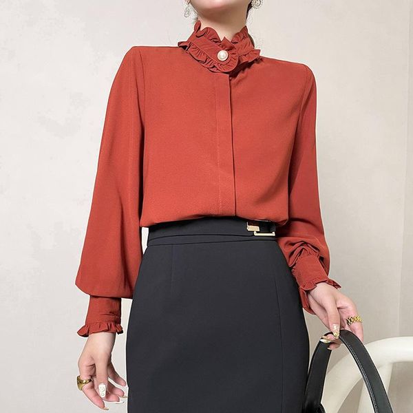 women's blouses & shirts satin silk women blouse stand collar patched stringy selvedge solid color office lady autumn elegant full sle, White
women's blouses & shirts satin silk women blouse stand collar patched stringy selvedge solid color office lady autumn elegant full sle, White