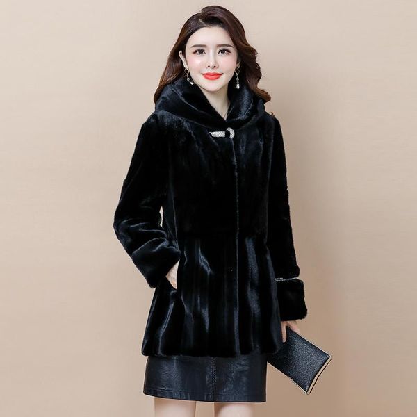 women's fur & faux hanzangl 2021 winter mink coat women velvet thick mid-length hooded mother clothing l-4xl, Black
women's fur & faux hanzangl 2021 winter mink coat women velvet thick mid-length hooded mother clothing l-4xl, Black