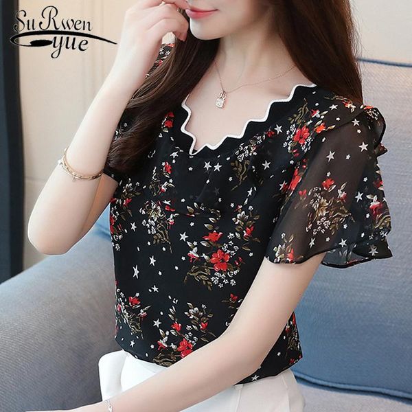 women's blouses & shirts 2021 fashion chiffon shirt women blouse short sleeve summer plus size print clothing blusas 0095 30, White
women's blouses & shirts 2021 fashion chiffon shirt women blouse short sleeve summer plus size print clothing blusas 0095 30, White
