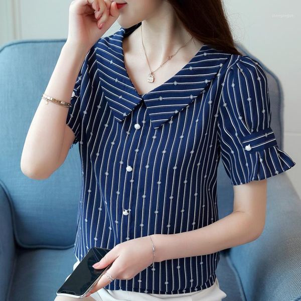 fashion women blouses 2021 short sleeve summer chiffon blouse shirt turn down collar office shirts blusas b42 women's &, White
fashion women blouses 2021 short sleeve summer chiffon blouse shirt turn down collar office shirts blusas b42 women's &, White