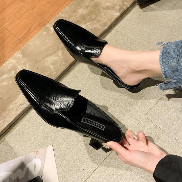 slippers summer solid black mules women shoes fashion ladies high heels female pointed toe slides
slippers summer solid black mules women shoes fashion ladies high heels female pointed toe slides