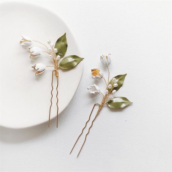 

hair clips & barrettes bridal accessories flower leaf pins pearls gold hairpins for brides bridesmaids headpieces headdress wedding jewelry, Golden;silver