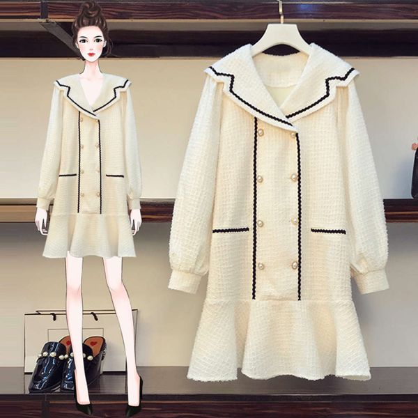big size women's fat sister early spring 2021 new look thin age reduction foreign style cover belly french small fragrance dress, Black;gray
big size women's fat sister early spring 2021 new look thin age reduction foreign style cover belly french small fragrance dress, Black;gray