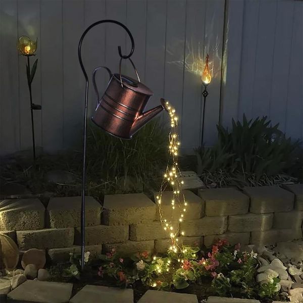 lawn lamps outdoor decoration garden solar lights waterproof landscape fairylight watering kettle shower can statues lamp 2021