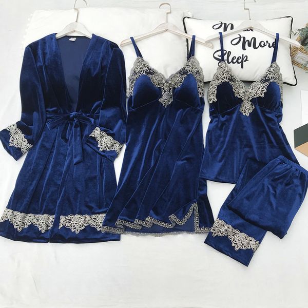 women lace velvet pajamas set 4-piece nightgown autumn winter sleepwear homewear elegant warm chest pad suit, Black;red
women lace velvet pajamas set 4-piece nightgown autumn winter sleepwear homewear elegant warm chest pad suit, Black;red