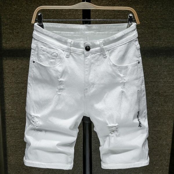 2021 summer new men's white ripped short jeans fashion casual classic style hole slim denim shorts male brand clothing, White;black
2021 summer new men's white ripped short jeans fashion casual classic style hole slim denim shorts male brand clothing, White;black