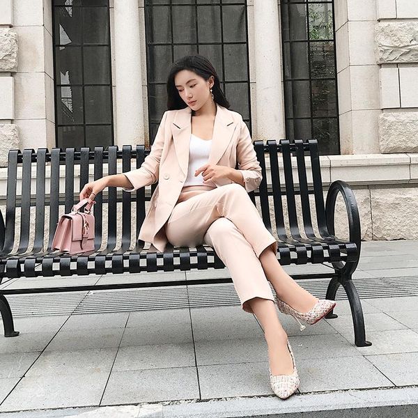 women's tracksuits british suit spring and autumn retro jacket elastic waist nine pants fashion temperament two-piece jq399, Gray
women's tracksuits british suit spring and autumn retro jacket elastic waist nine pants fashion temperament two-piece jq399, Gray