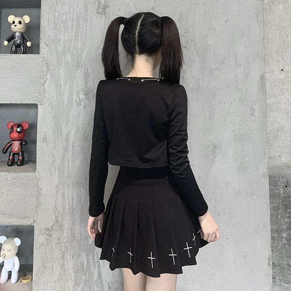 dark slim long sleeve cardigan crop women gothic punk splice butterfly metal chain female streetwear, White
dark slim long sleeve cardigan crop women gothic punk splice butterfly metal chain female streetwear, White