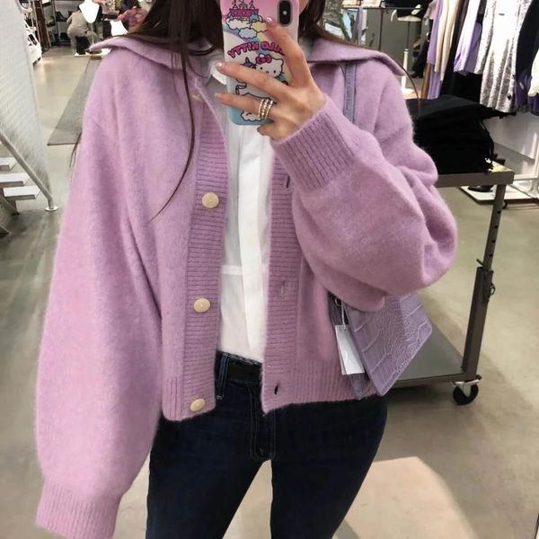 macaron purple vintage knitting single breasted lapel oversize cardigan kawaii sweater woman loose long sleeve jumper knitwear, White;black
macaron purple vintage knitting single breasted lapel oversize cardigan kawaii sweater woman loose long sleeve jumper knitwear, White;black