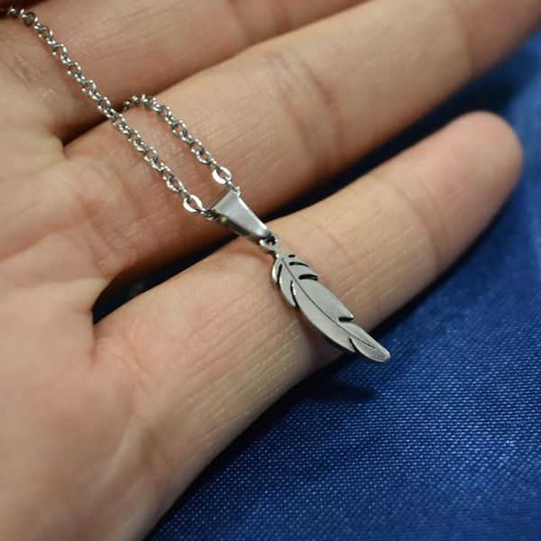 pendant necklaces stainless steel necklace for women man lover's feather silver color engagement jewelry
pendant necklaces stainless steel necklace for women man lover's feather silver color engagement jewelry