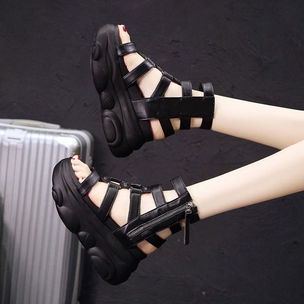 sandals 2021 summer fashion side zipper thick bottom roman style non-slip breathable soft comfortable wedge heels, Black
sandals 2021 summer fashion side zipper thick bottom roman style non-slip breathable soft comfortable wedge heels, Black