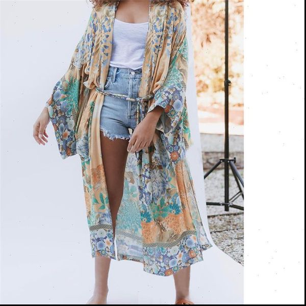 2021 women beach kimono cardigan long blouse sunscreen floral print beachwear beach cover up blusas mujer de moda, White
2021 women beach kimono cardigan long blouse sunscreen floral print beachwear beach cover up blusas mujer de moda, White