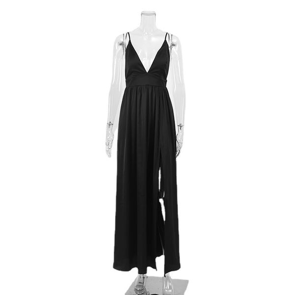 party dresses long skirt slit suspender dress stitching temperament fashionable deep v-neck high waistline design, White;black
party dresses long skirt slit suspender dress stitching temperament fashionable deep v-neck high waistline design, White;black