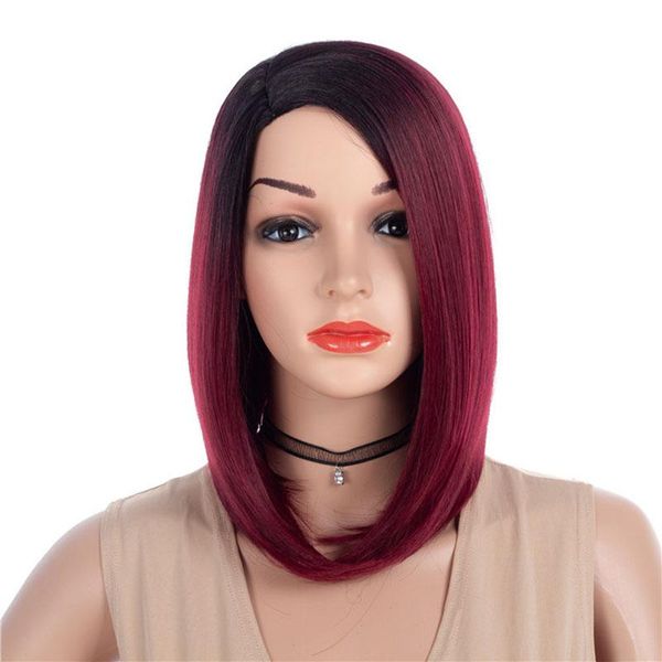 synthetic wigs women short bob black wine red mix wig shoulder for heat resistant fiber daily use 
synthetic wigs women short bob black wine red mix wig shoulder for heat resistant fiber daily use
