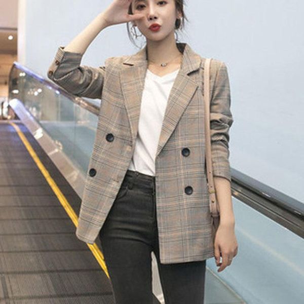 women's suits & blazers plaid blazer women 2021 casual slim jacket female for autumn button long sleeve and jackets coat, White;black
women's suits & blazers plaid blazer women 2021 casual slim jacket female for autumn button long sleeve and jackets coat, White;black