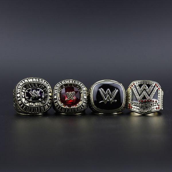 2004, 2008, 2015, 2016 american professional wrestling ring w 4-piece set, Silver 
2004, 2008, 2015, 2016 american professional wrestling ring w 4-piece set, Silver