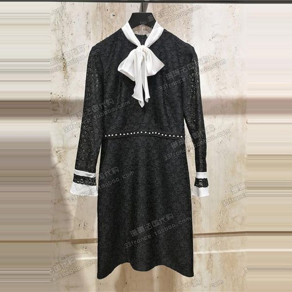 casual dresses patads french women's home autumn and winter elegant dignified bow lace dress horse r20219h, Black;gray
casual dresses patads french women's home autumn and winter elegant dignified bow lace dress horse r20219h, Black;gray