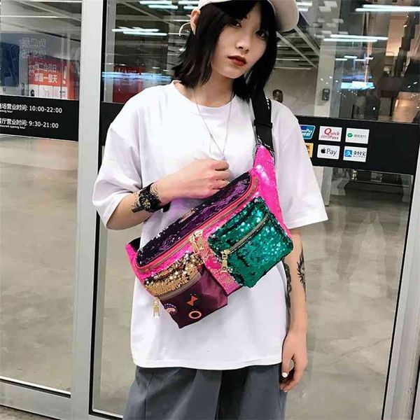 color sequins women's waist bag large capacity hip hop fanny pack multiple pockets belt s female shoulder crossbody chest 210823
color sequins women's waist bag large capacity hip hop fanny pack multiple pockets belt s female shoulder crossbody chest 210823