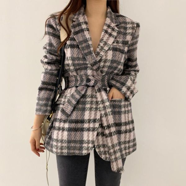 women's wool & blends zcsmll korea fashion french temperament coat 2021 autumn winter long sleeve lace-up belt slim fit suit plaid jack, Black
women's wool & blends zcsmll korea fashion french temperament coat 2021 autumn winter long sleeve lace-up belt slim fit suit plaid jack, Black