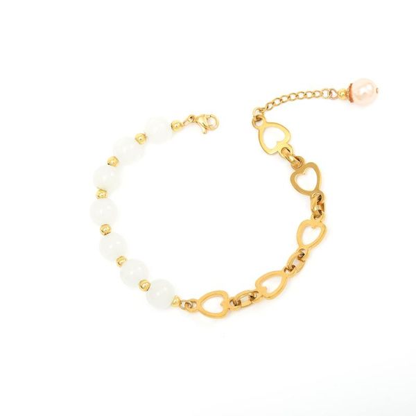 beaded, strands tengtengfit candy series 8mm white glass beads, 14k gold plated heart shaped paperclip link chain bracelet, Black
beaded, strands tengtengfit candy series 8mm white glass beads, 14k gold plated heart shaped paperclip link chain bracelet, Black