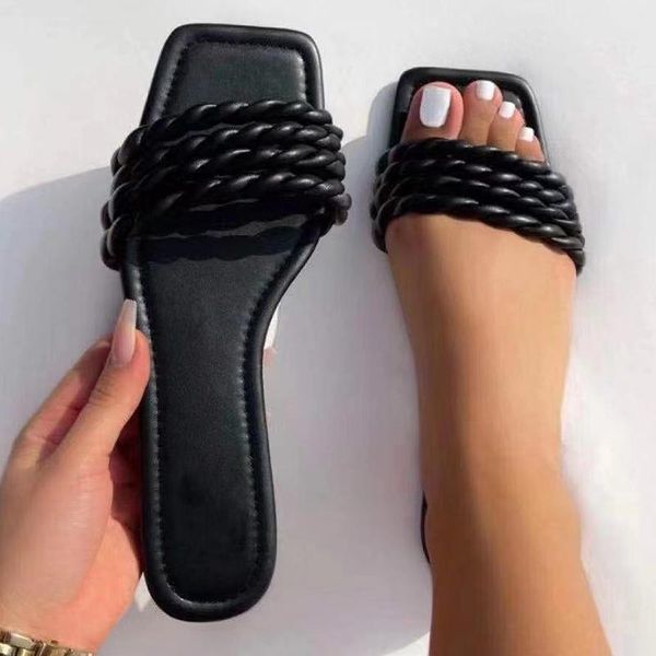 slippers rimocy women's pu leather weave summer outdoor square toe non slip flat sandals female plus size beach flip flops 35-43, Black
slippers rimocy women's pu leather weave summer outdoor square toe non slip flat sandals female plus size beach flip flops 35-43, Black
