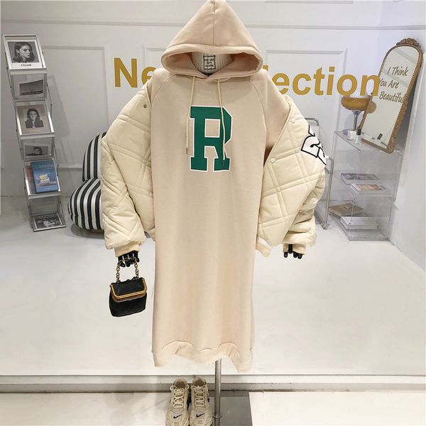 design style on the knee dressed fine simple letter plush slit loose with hood dress feminine tin9, Black
design style on the knee dressed fine simple letter plush slit loose with hood dress feminine tin9, Black