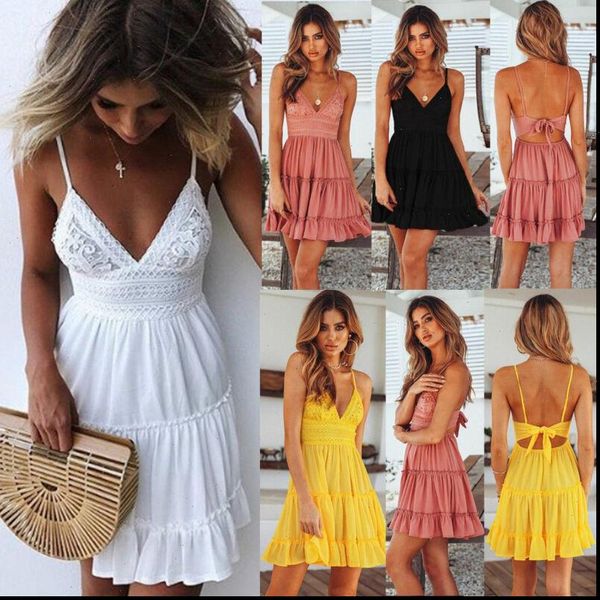 2021 new women summer black backless sweet boho short mini dress v neck high waist evening party beach dresses sundress, Black;gray
2021 new women summer black backless sweet boho short mini dress v neck high waist evening party beach dresses sundress, Black;gray