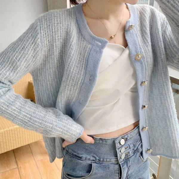 women's knits & tees short cardigan fall 2021 knitted sweater jacket temperament gentle wind casual all-match en*, White
women's knits & tees short cardigan fall 2021 knitted sweater jacket temperament gentle wind casual all-match en*, White