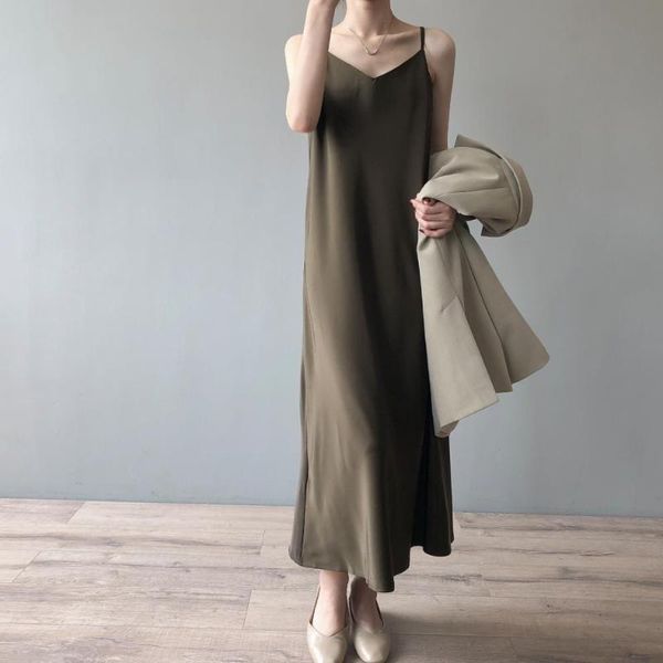 casual dresses women's v-neck satin halter dress fashion summer spaghetti strap long party, Black;gray
casual dresses women's v-neck satin halter dress fashion summer spaghetti strap long party, Black;gray