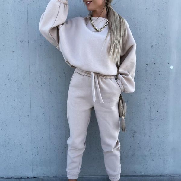 gym clothing casual sports suit women long sleeve hoodie sweatshirts and sweatpants jogging pants set oversized two pieces tracksuits, White;black
gym clothing casual sports suit women long sleeve hoodie sweatshirts and sweatpants jogging pants set oversized two pieces tracksuits, White;black