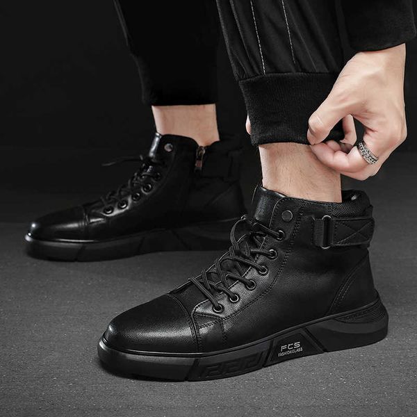 men's sho fall style versatile pure black high overshoot casual waterproof leather trend board psh in winter
men's sho fall style versatile pure black high overshoot casual waterproof leather trend board psh in winter
