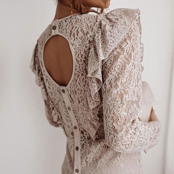 lace women's shirt blouse ruffle long sleeve backless blouse women o neck fashion woman blouses 2021 hollow out spring top, White
lace women's shirt blouse ruffle long sleeve backless blouse women o neck fashion woman blouses 2021 hollow out spring top, White