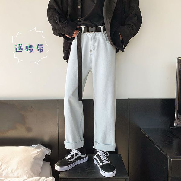 2021 new send belt men's baggy homme cargo pocket jeans light grey/blue color casual pants biker denim classic style loose trousers -2
2021 new send belt men's baggy homme cargo pocket jeans light grey/blue color casual pants biker denim classic style loose trousers -2