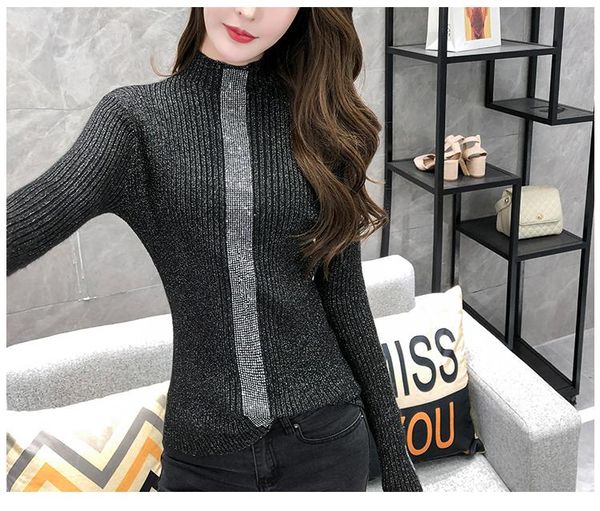 women's sweaters autumn winter fashion design turtleneck rhinestone lurex patchwork shinny bling knitted sweater plus size smlxl, White;black
women's sweaters autumn winter fashion design turtleneck rhinestone lurex patchwork shinny bling knitted sweater plus size smlxl, White;black