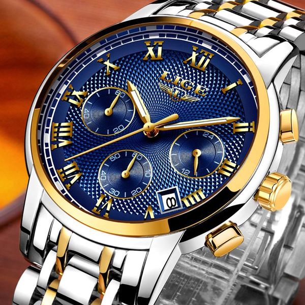 wristwatches 2021 watches men lige chronograph waterproof sports full steel quartz men's watch relogio masculino, Slivery;brown 
wristwatches 2021 watches men lige chronograph waterproof sports full steel quartz men's watch relogio masculino, Slivery;brown